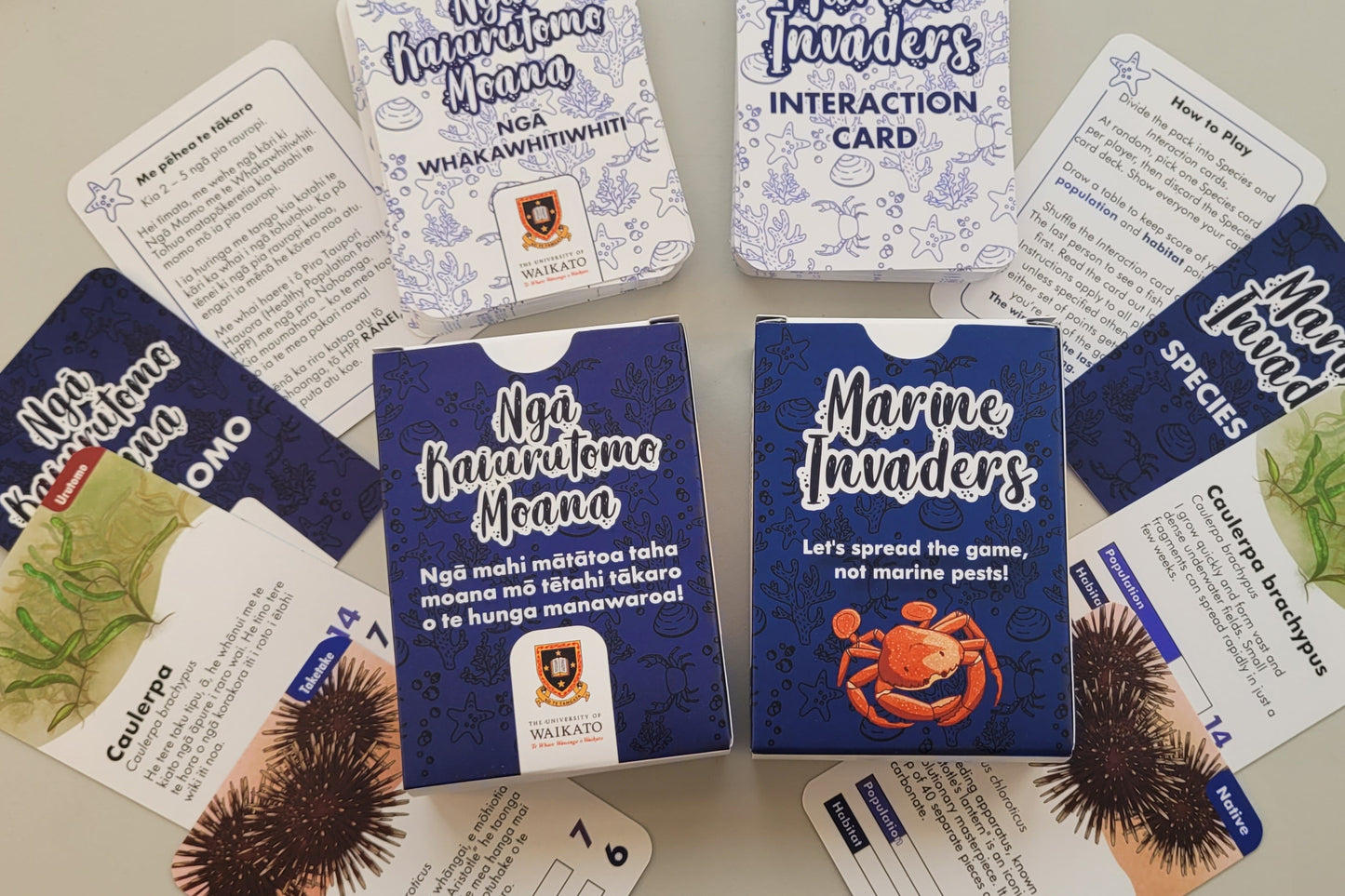 Marine Invaders- The Card Game Te Reo Māori AND English (Double Pack)